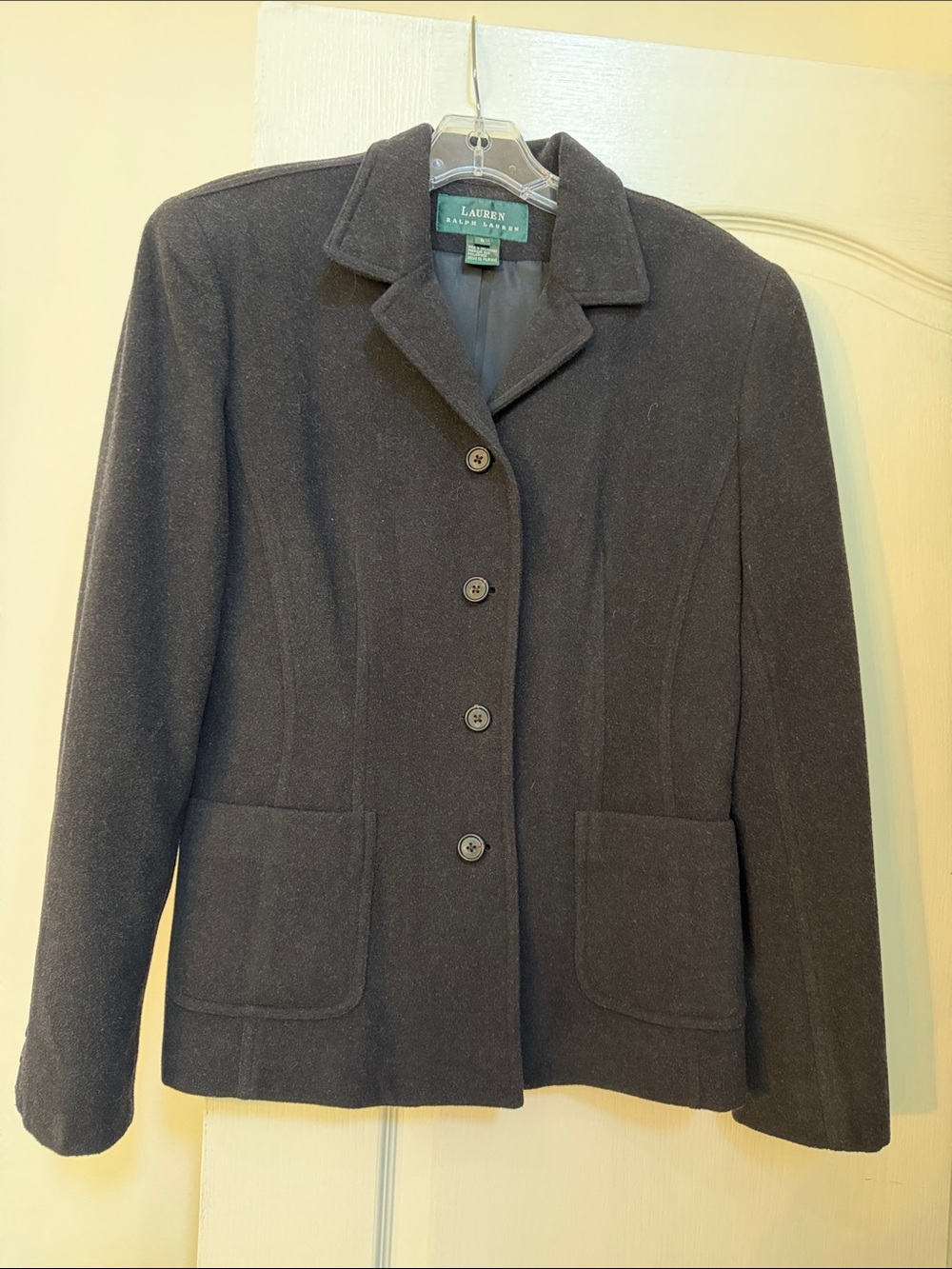 Lauren Ralph Lauren Charcoal Wool Blend Button-Front Blazer